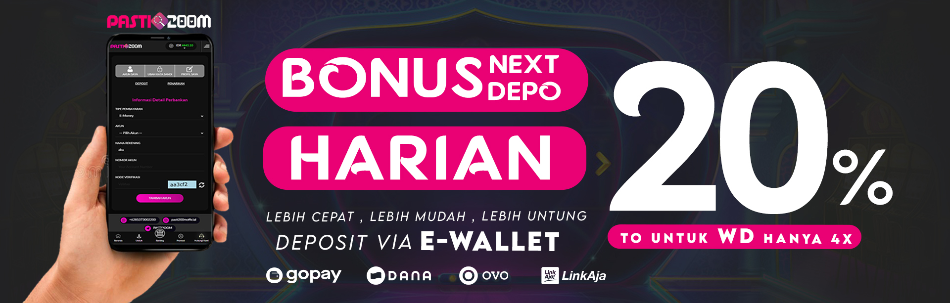 BONUS NEXT DEPO  HARIAN 20%